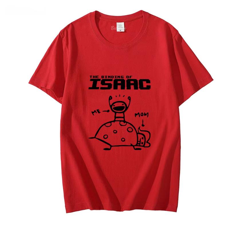 The Binding of Isaac Cartoon Tshirts Men Anime Letter Printed Tops Tees Fashion Manga Spring and Summer Slight Strech