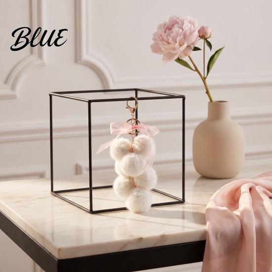 Plush Grape Decorative Pendant Keychain for Handbags, Fuzzy Cluster Bag Charm with Lightweight Bow, Fluffy Ball Keyring Backpacks and Purses