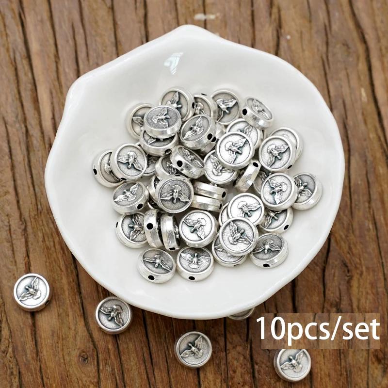 

10 шт. 9 мм серебряные круглые двухсторонние бусины-разделители с изображением Иисуса, католические религиозные бусины, аксессуары для браслета-четок «сделай сам», ожерелье серый