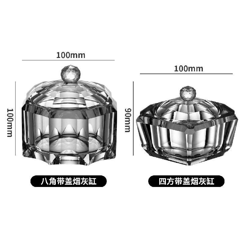 Luxury Crystal Glass Ashtray with Lid Household Wind and Fly Ash Cigar Ashtray Living Room Home Decoration Cigar Accessories