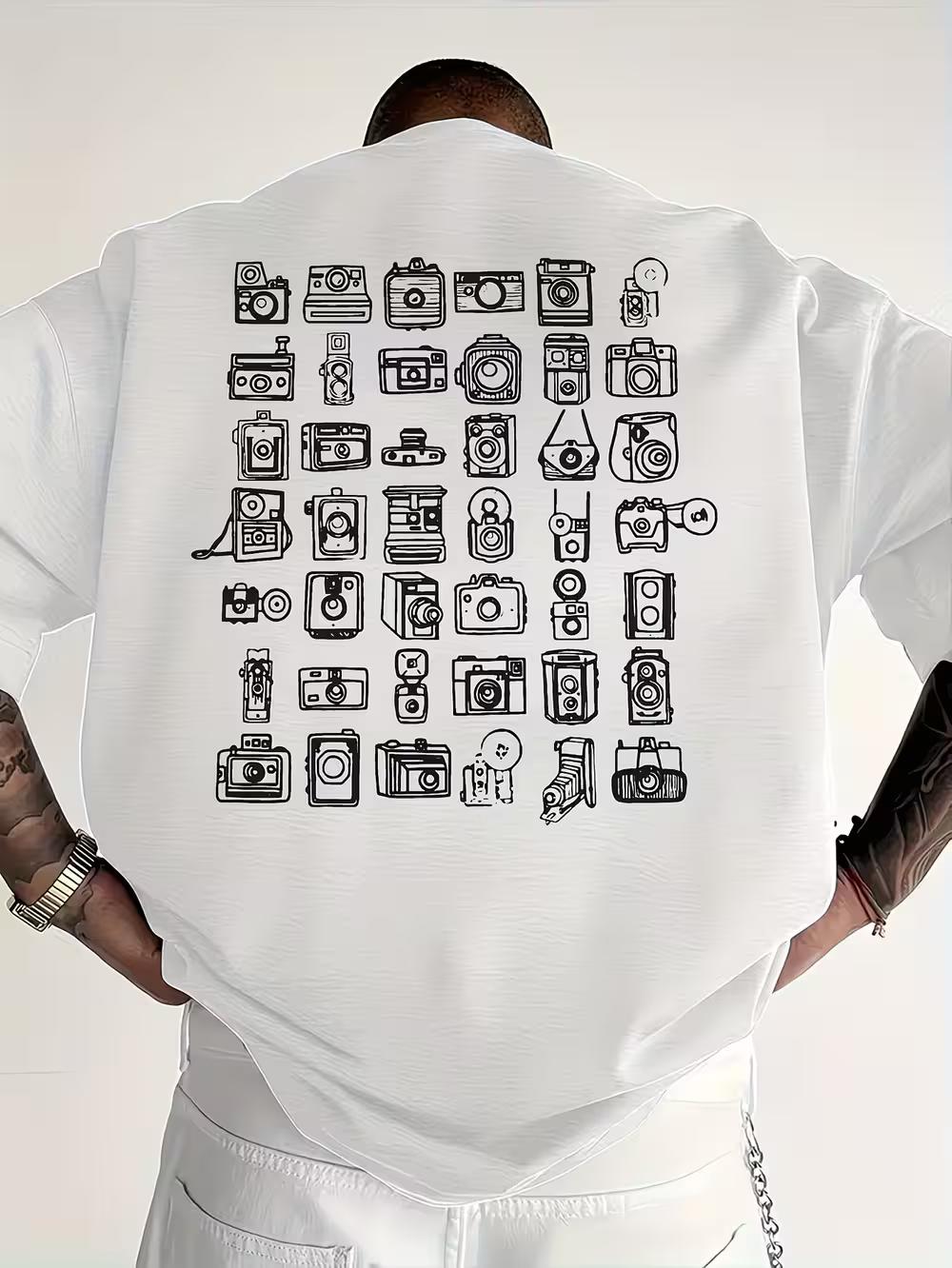 

Men s Graphic T-Shirt- Vintage Photography Print Short Sleeve Tee XL