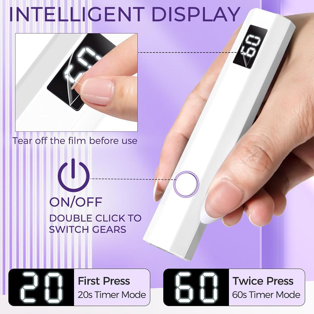 Portable Nail Lamp Handheld Mini Timing Display Family Quick Dry Flashlight Pen Chargeable Nail Dryer Machine Uv Led Nail Lamp