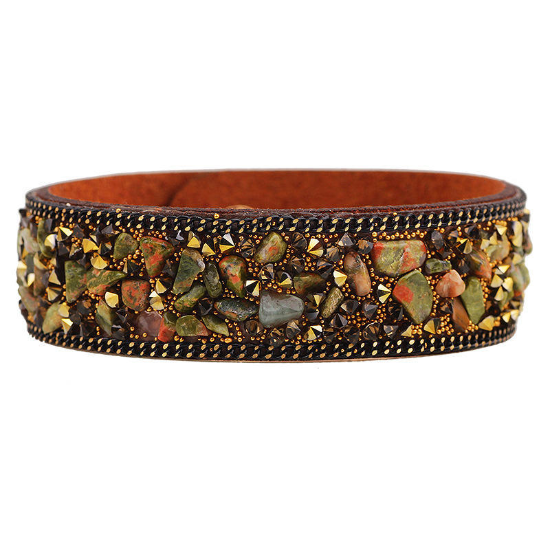JMXD Suede Microfiber Leather Bracelet Crystal Stone Bangle Colorful Beaded Hand Chain Fashion Women Model Accessory Trendy Statement Jewelry