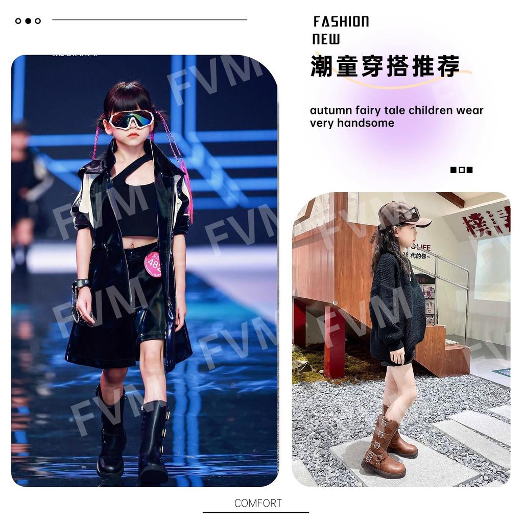 Girls Boots Children's Two Cotton Boots 2025 New Autumn and Winter Princess Girls Maillard Tall Martin Leather Boots