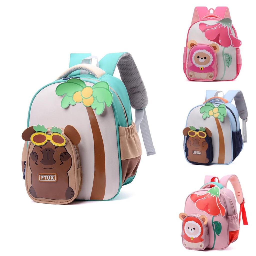 Capybara Preschool Backpack With Padded Shoulder Straps And Animal Print For Kindergarten Age