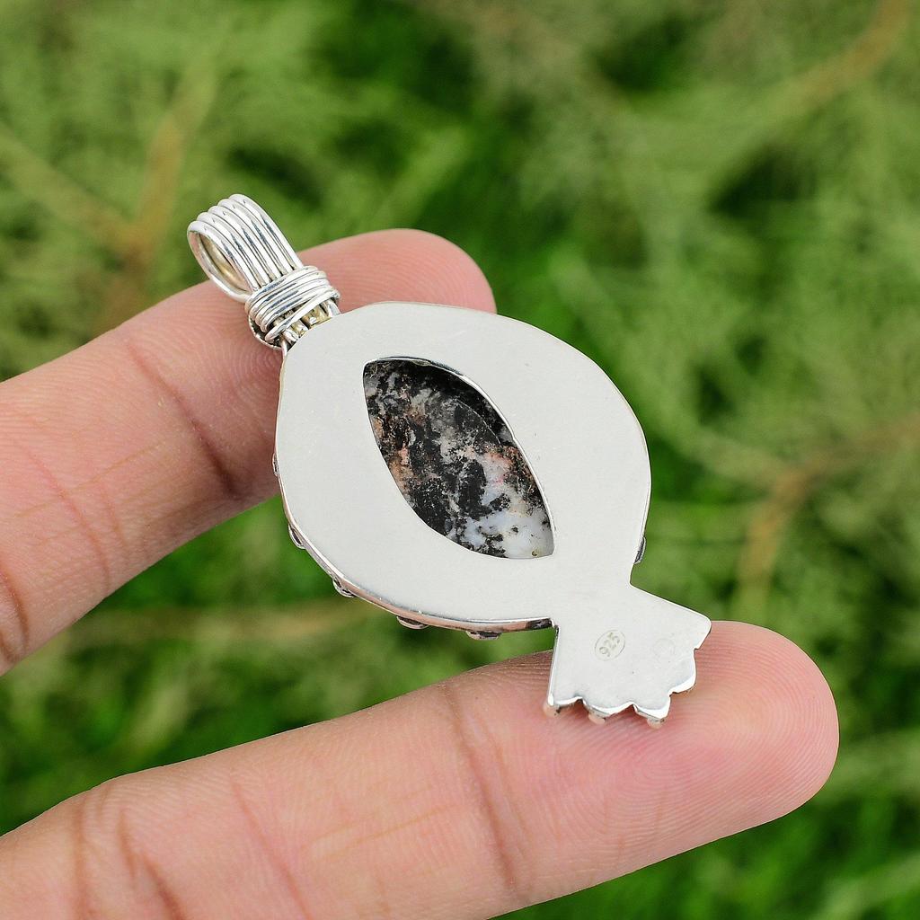 Daughters Day Deal Natural Zebra Jasper Anniversary Wife Pendant Sterling Silver