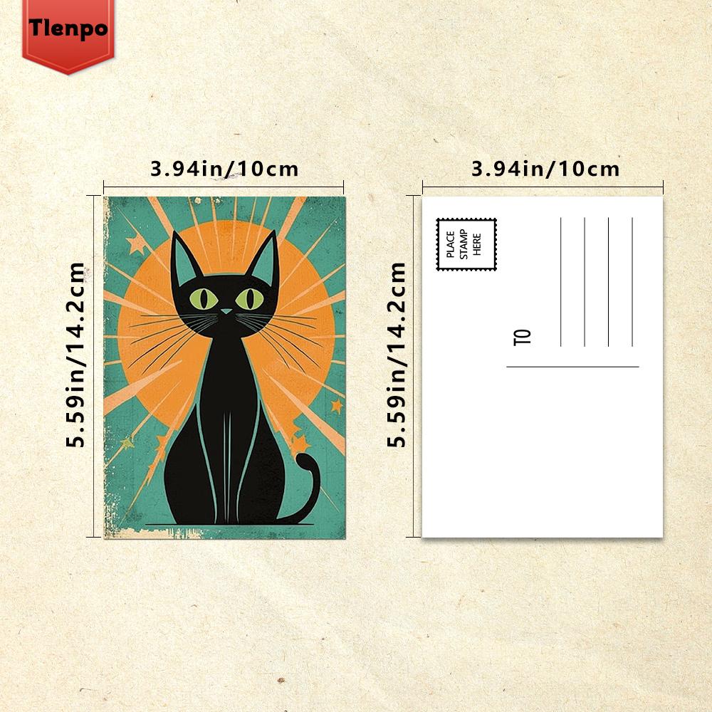 32pcs, Abstract Geometric Black Cat Postcard, Birthday/Anniversary Gift, Collectible, Suitable for Gift Giving, Can Be Mailed.