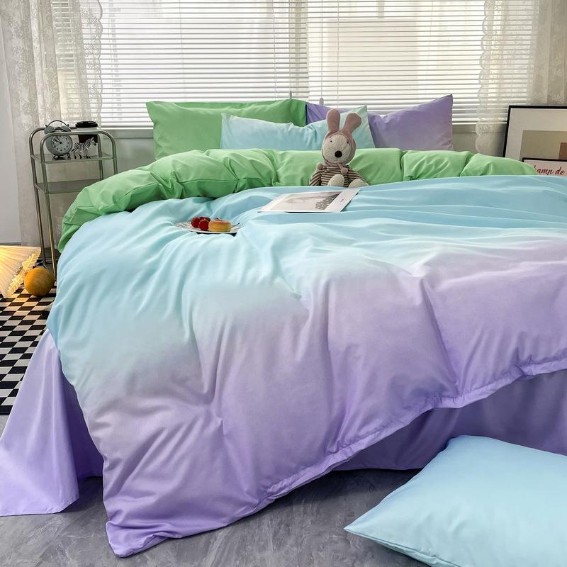 Latest Style Bedding Set Four-piece Gradient Color Bedding Sheet Pillowcase Duvet Cover Set Full Queen King Size