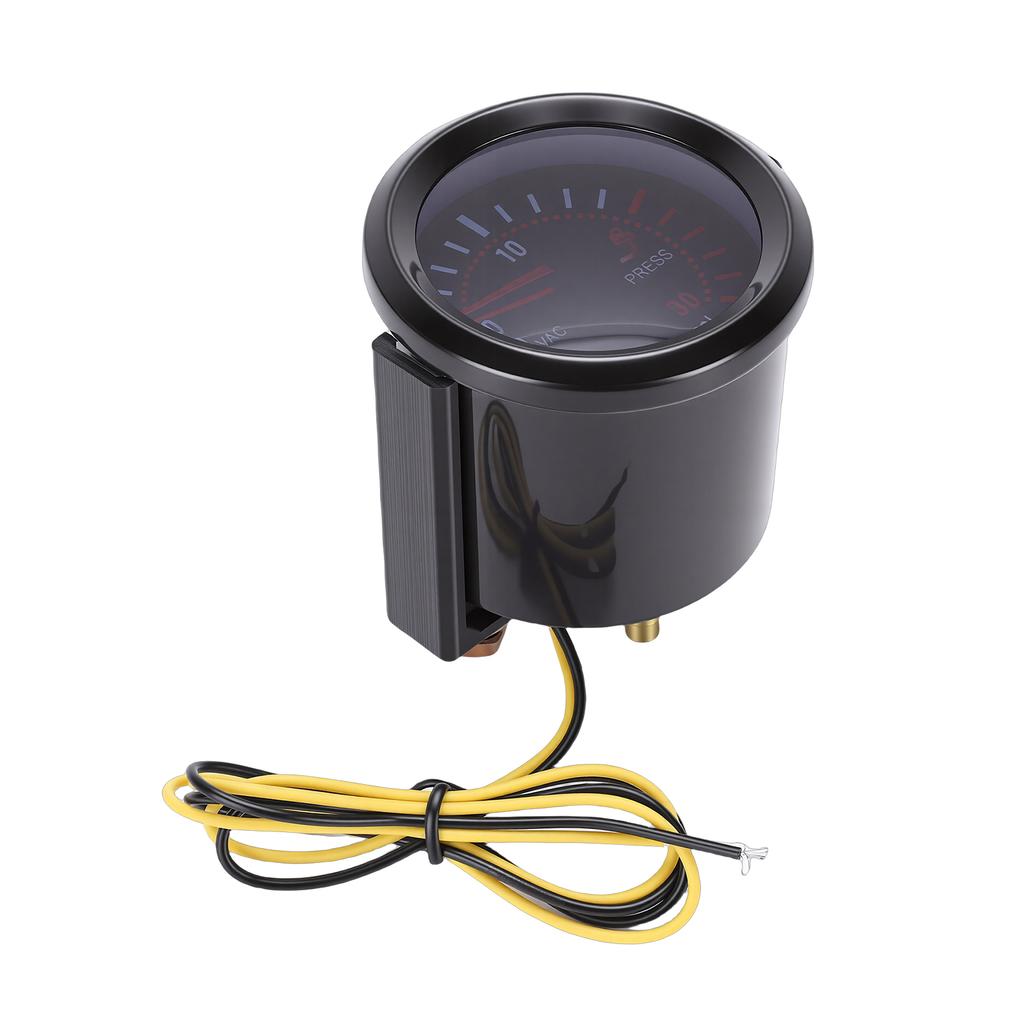 2 Inch Boost Meter Kit Smoked Lens 12V DC for Gas Cars Digital Analog Display Blue LED Backlight Pressure Meter with