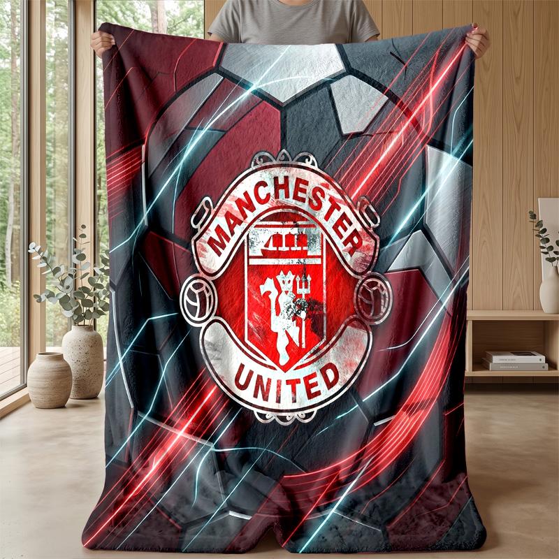 Manchester United Theme Blanket Soft Flannel Blanket Plush Throw Blanket Cozy Sofa Bed Blanket for Home Decor