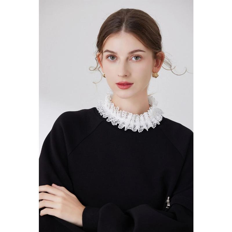 Perfect Match Girls Lace Breathable Casual Shirt Fake Collar Detachable Half Shirt Blouse Hollow Decorative False Collar For Sweater