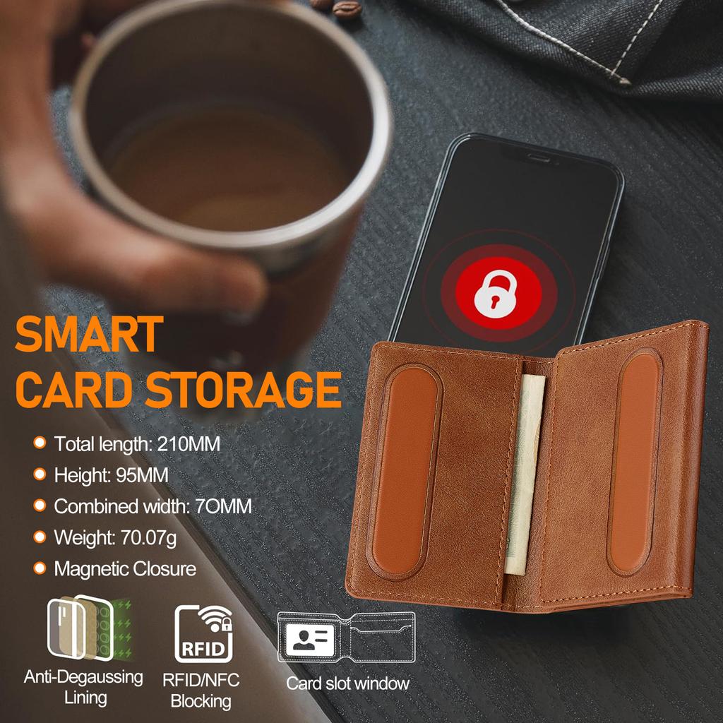 Business Magnetische Kartensteckplatz Hülle für Magsafe Funktionen Handyhülle Kartenhalter Geldbörse Luxus PU-Leder Herren Schlanke Geldbörsen Tasche