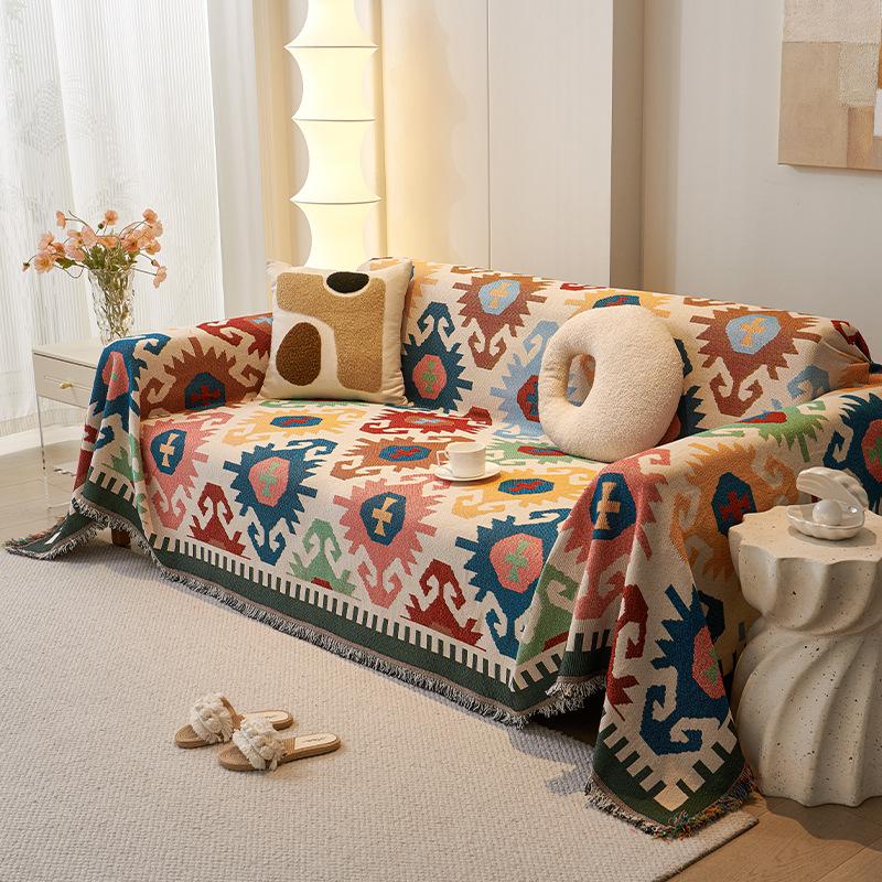 Nordic Style Sofa Blanket One Piece Fully Wrapped Dust-proof Cloth Four Season Universal Anti Slip Multifunctional Blanket Home Textiles Decoration