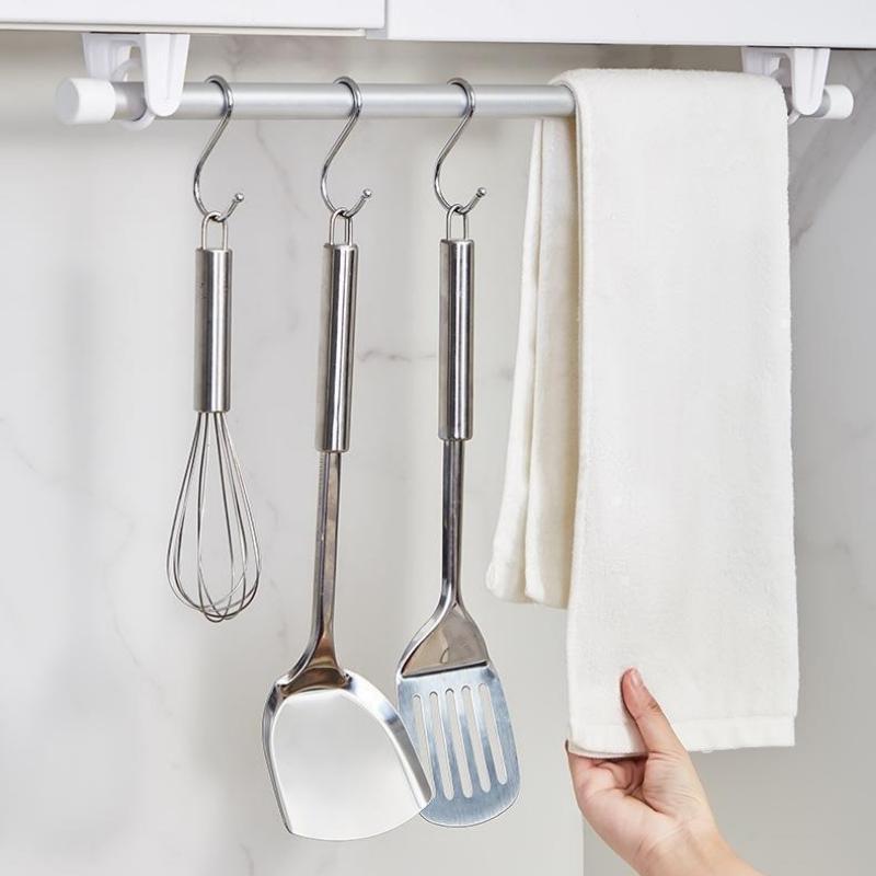 360° Rotatable Retractable Pole Fixator for Non-drilling Strong Adhesive Hooks Towel Rod Shower Curtain Rod Bracket
