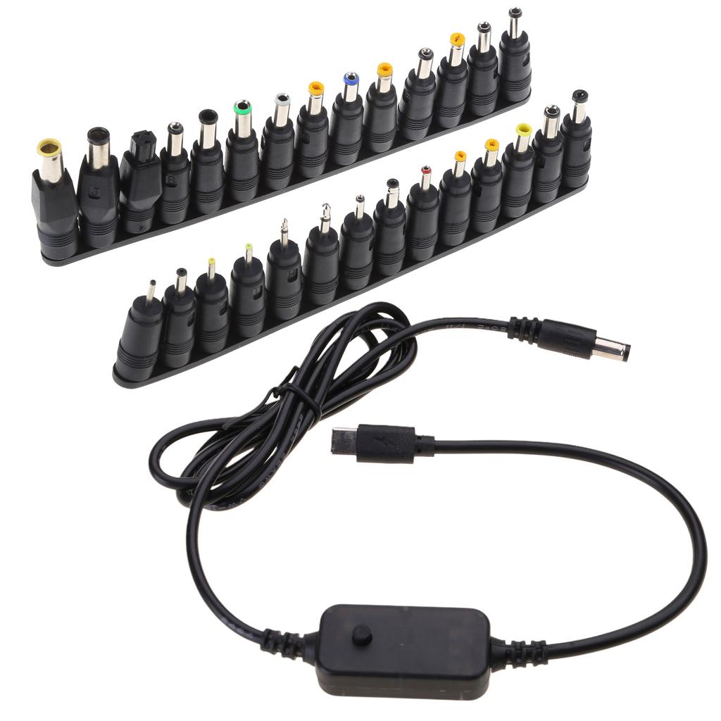 USB TypeC PDto DC5521 Power Cable 5V9V12V15V20V Adjustable with Adapters High Reliability Less Waste of Resources