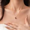 Collarbone Chain Zircon Horse Pendant Necklace Rhinestone Red Drop Earrings  Wedding