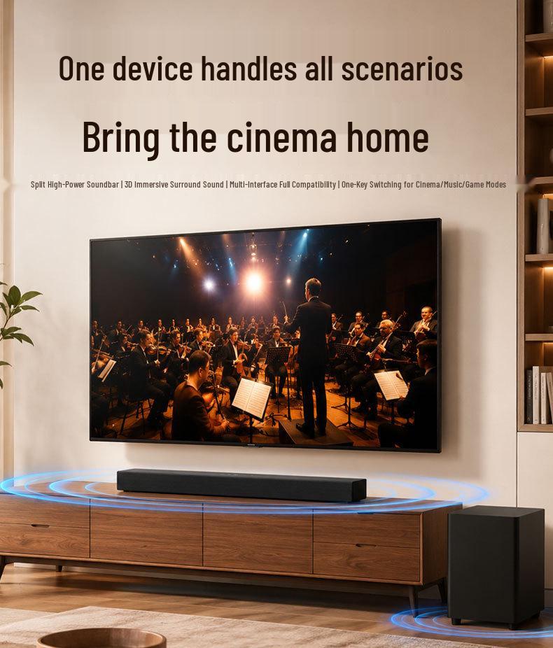 Temu 2.1 Soundbar with Subwoofer: Bluetooth Home Theater Speaker for TV & Computer