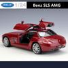 Welly 1/24 Mercedes Benz SLS AMG Alloy Sports Model Diecasts Metal Racing Car Vehicles Model Simulation Collection Kids Toy Gift