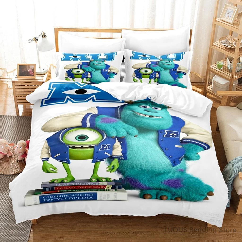 Copripiumino Monsters & Co. Boo con 2 Federe Kawaii Mike Sulley Set Biancheria da Letto Copripiumino Cartone Animato Senza Lenzuolo Sotto