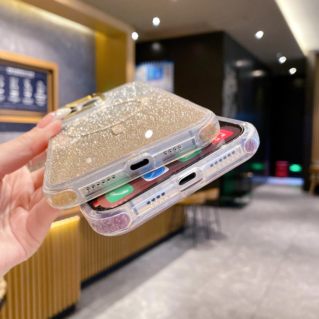 For iPhone 16 Pro Case TPU + Acrylic Glitter Magnetic Phone Cover Compatible with MagSafe
