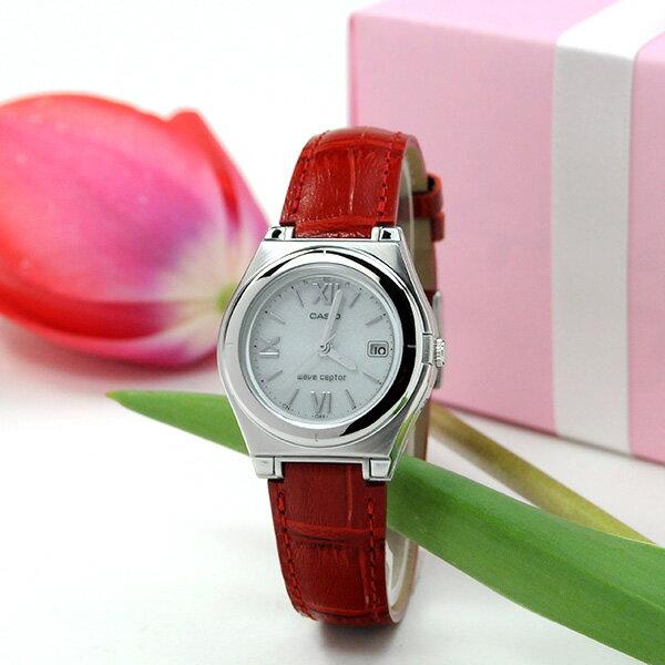 Casio Wave Ceptor LWQ-10LJ-4A2JF 25.0 Solar Radio Clock Womens 3-Hand Watch Leather Strap Gift Non-Flower Wristwatch Ladies