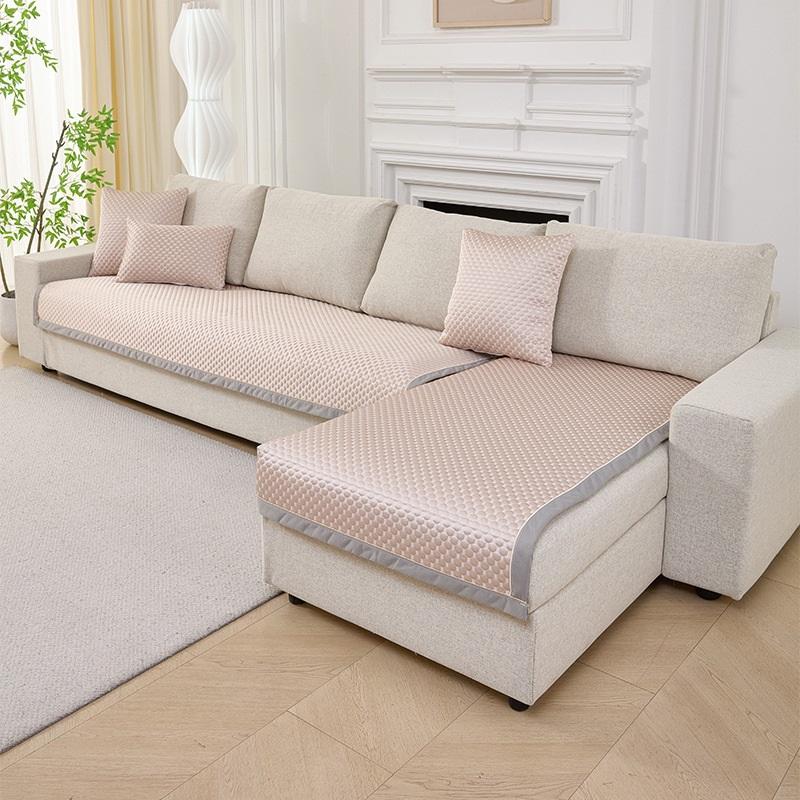 Cooling Bean Ice Silk Sofa Cushion, Non-Slip Breathable Summer Couch Pad, Washable Furniture Protector Cover Pillow cover коричневый