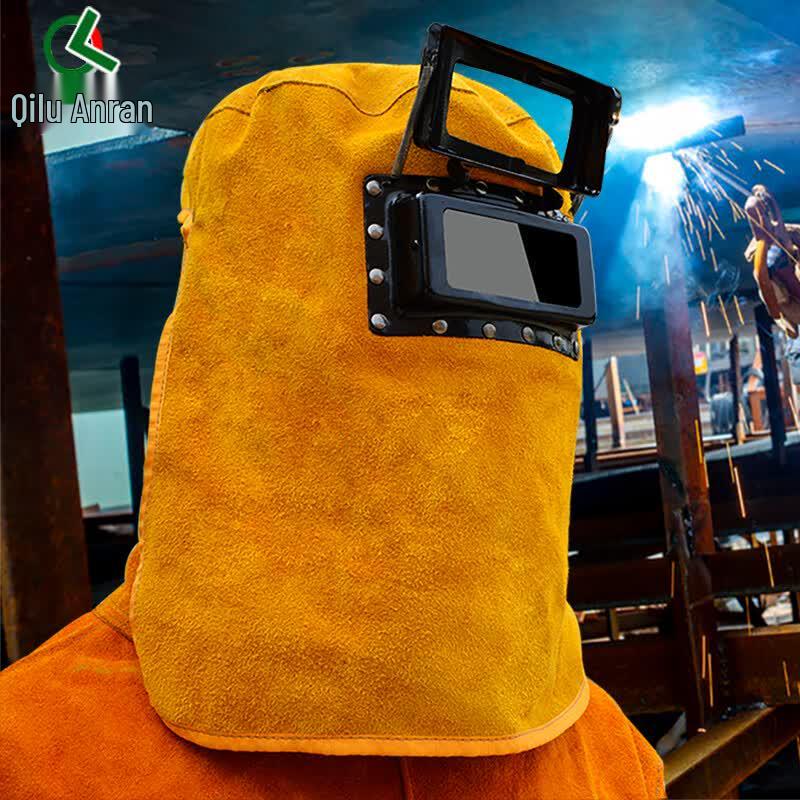 Cowhide Welding Face Shield with Glasses Frame