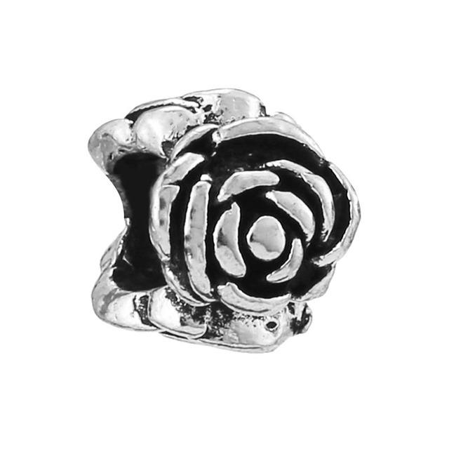 

2 шт./лот, винтажные серебряные бусы с цветком розы, кулон «Древо жизни», подходит для оригинального брендового браслета, ожерелье для женщин, ювелирные изделия 2pcs