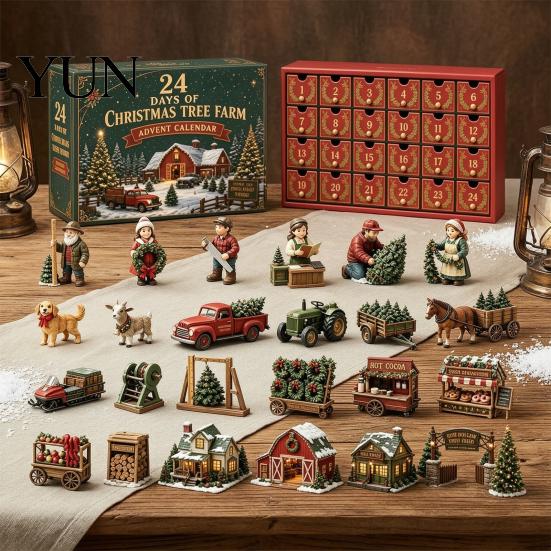 Holiday Countdown Toy 2026 Christmas Tree Farm Advent Calendar, 24 Days Box with Mini December Figures And Accessories for Kids Collectors,