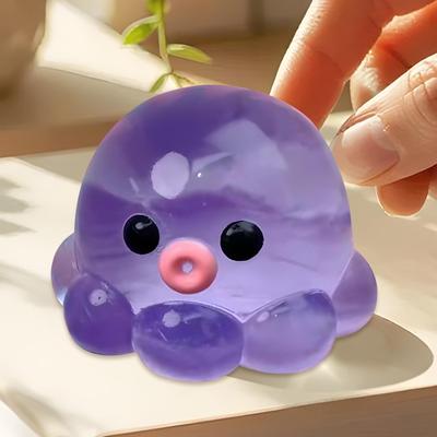 תמנון לחיץ צעצוע פידג'ט גומי תמנון קריסטל שקוף צעצוע להרגעת היד משחק תסרוקת בועות תוצרת בית לילדים מבוגרים צעצוע לחיצה