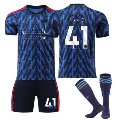Jugendliche Kinder Erwachsene Fußballtrikots Sport Trainings Trikot Set mit Socken 25/26 Arsenal Auswärts #41 Declan Rice