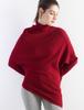 Korean Irregular Wool Patchwork Batwing Sleeve Sweater - Women's Autumn/Winter Loose Knitwear
