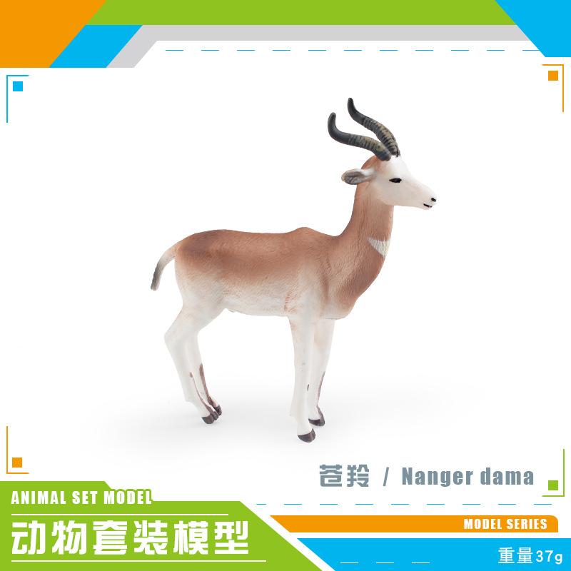 Forest Animal Model Simulation Wildebeest Antelope Big Horn Deer Twist Horn Goat Antelope Static Ornament Toy