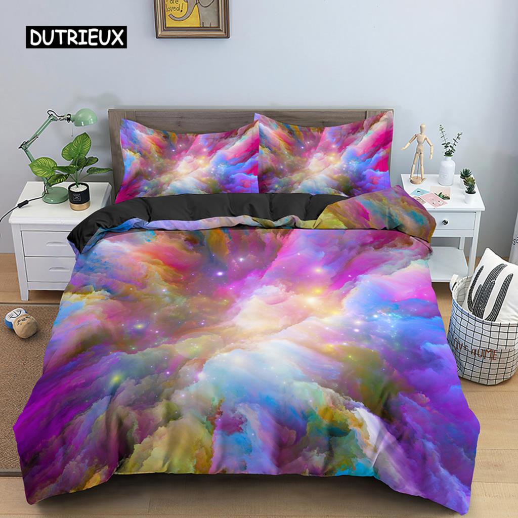 3D Tie Dye King Queen Duvet Cover Colorful Splash Ink Bedding Set for Kids Teens Adults Modern Art Polyester