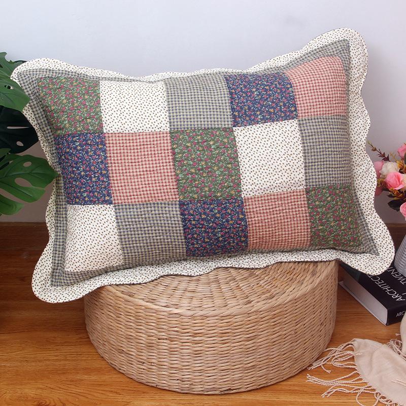 Soft and Comfortable Pillowcase Skin Friendly Breathable Fashionable Rustic Style Quilted Fabric Pillowcase Bedroom Decoration