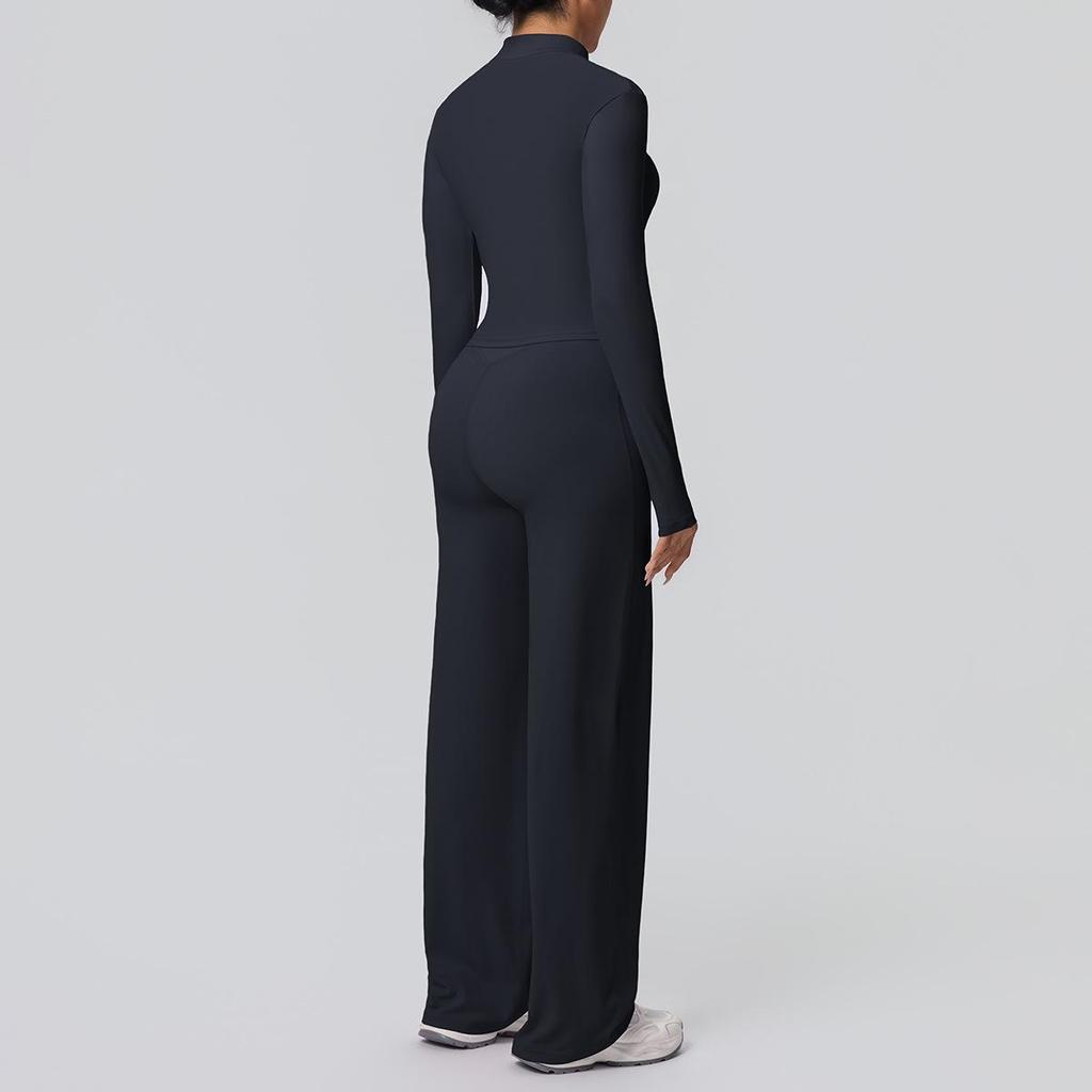 European-American Nude Feel Sports Jacket and Slimming Yoga Pants Set