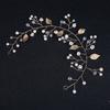 Bridal Sparkle Headband Head Chain Luxurious White Pearls Leaf Gown Headdress for Banquet Wedding Masquerade