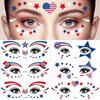 Independence Day Theme Face Tattoo with American Flag USA Painted Party Party Waterproof Temporary Body Art Stickers Decoration