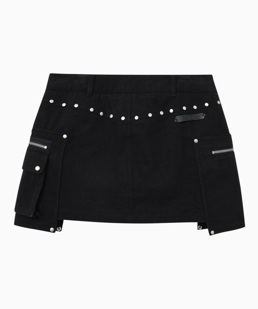 Jenyujeu Studded Belt Pocket Skirt - Black