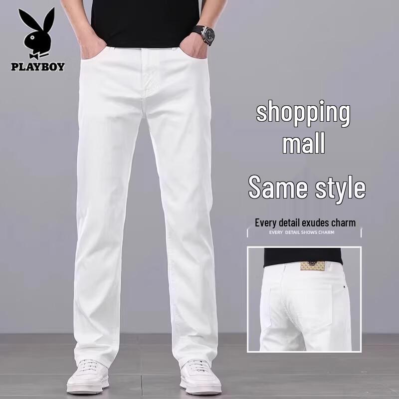

PLAYBOY Men s Slim-Fit Straight Business Stretch Denim Jeans 36