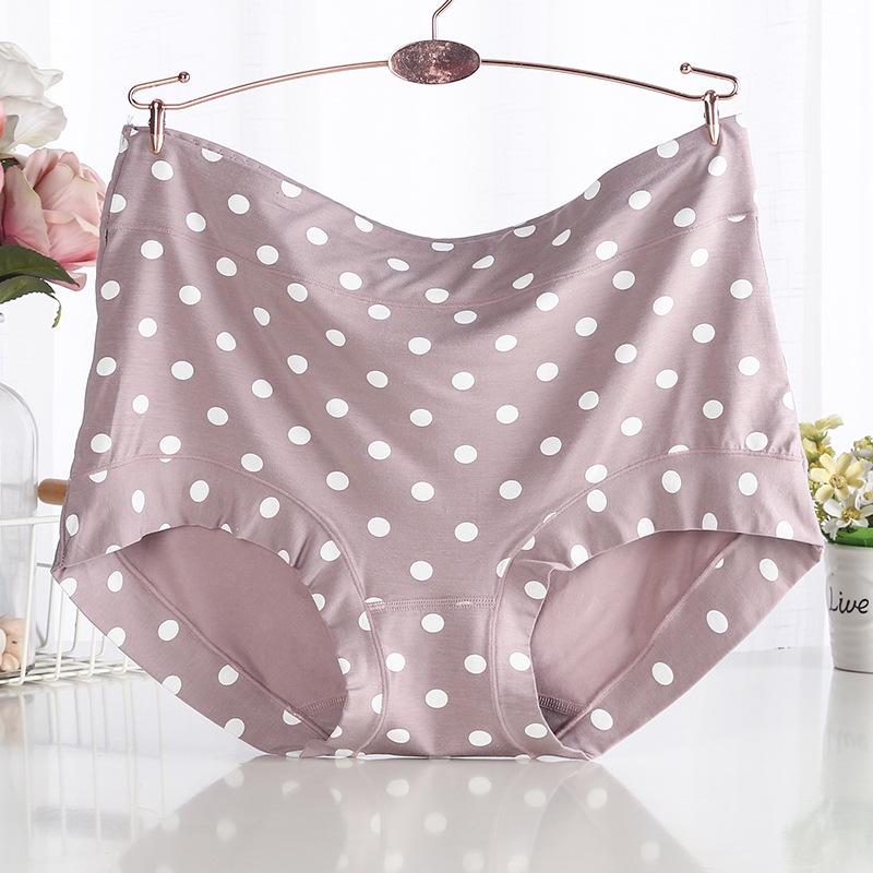 Zestaw 4 szt. Damskie Majtki Plus Size z Wysokim Stanem z Modalnu - Oddychające, Wygodne, W Kropki