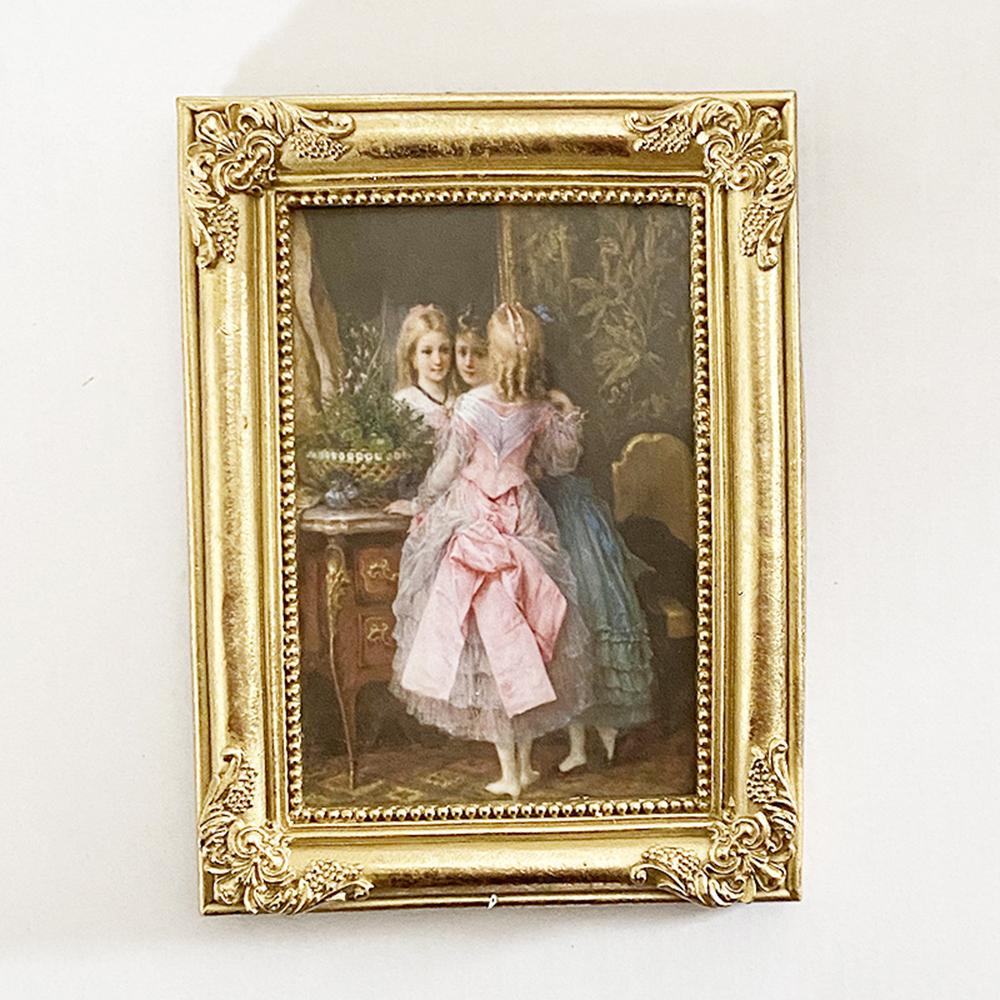 European Vintage Gold Photo Frame 6 Inch Resin Carving Picture Display Tabletop Ornament for Office Living Room Home Decor