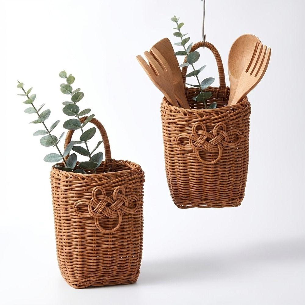 Space Saving Imitation Rattan Storage Basket Decorative Vegetable Fruit Storage Basket  for Kitchen