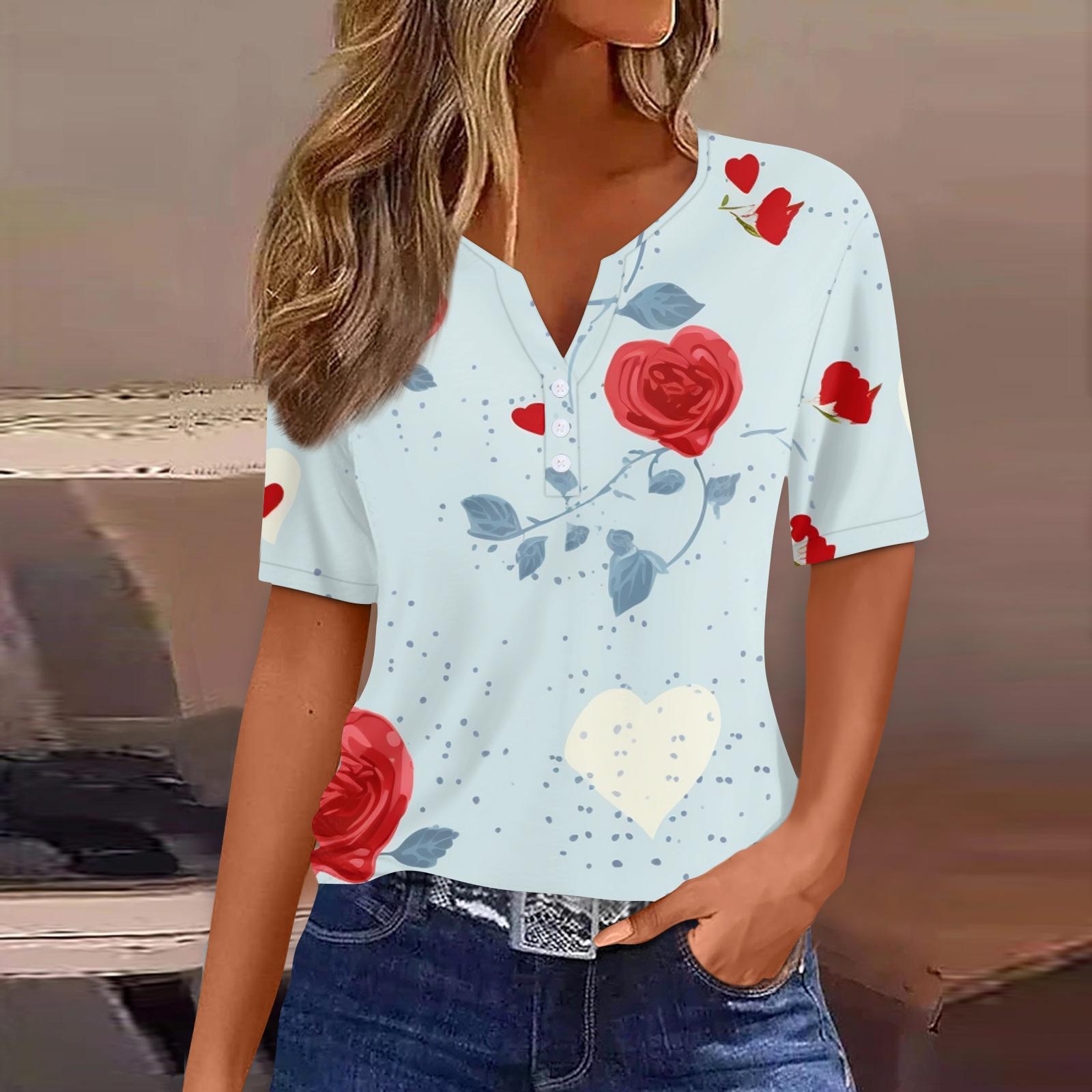 

Women s T Shirt Tee Print Button Short Sleeve Daily Weekend Fashion Basic V- Neck Regular Top St. Patrick s Day XXL зелений