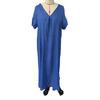 Womens Summer Maxi Dresses CV Neck Short Sleeve A-Line Dress Casual Solid Color Long Dress