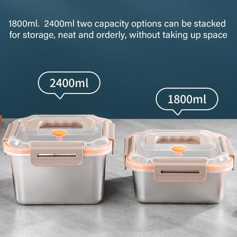 Multipurpose Stainless Steel Food Preserver Lunch Box with Transparent Lid Household Crisper Practical Meal Container