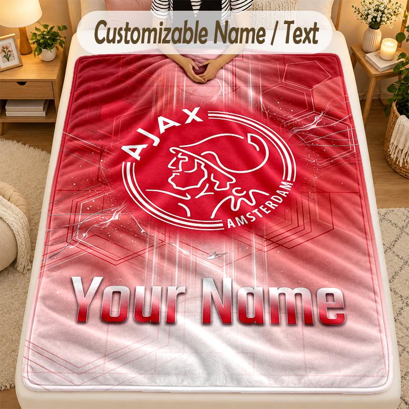 Flannel BlanketAjax Amsterdam Custom Name Text Personalized Soft Warm Throw Blanket Home Decor Gift