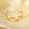 Titanium Steel Bangle Fashion Trendy Unique 18K Gold Stainless Steel Wave Design Geometric Open Bangle