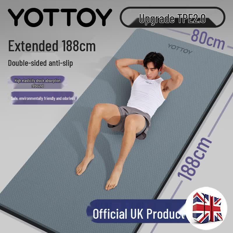 Yottoy Сверхтолстый противоскользящий фитнес-коврик из ТПЭ 9mm