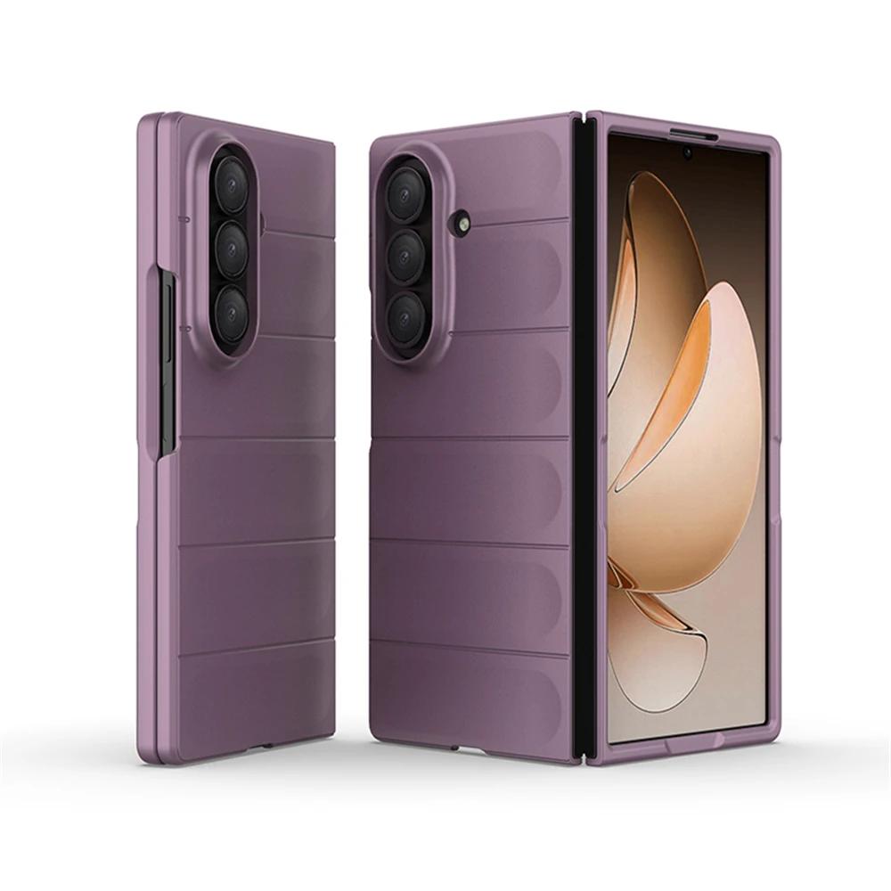 Fashion Simple Smooth-Touch Wave Pure Color Silicone Case For Samsung Galaxy Z Fold 7 6 5 4 3 Full-pack Shockproof Protect Cover